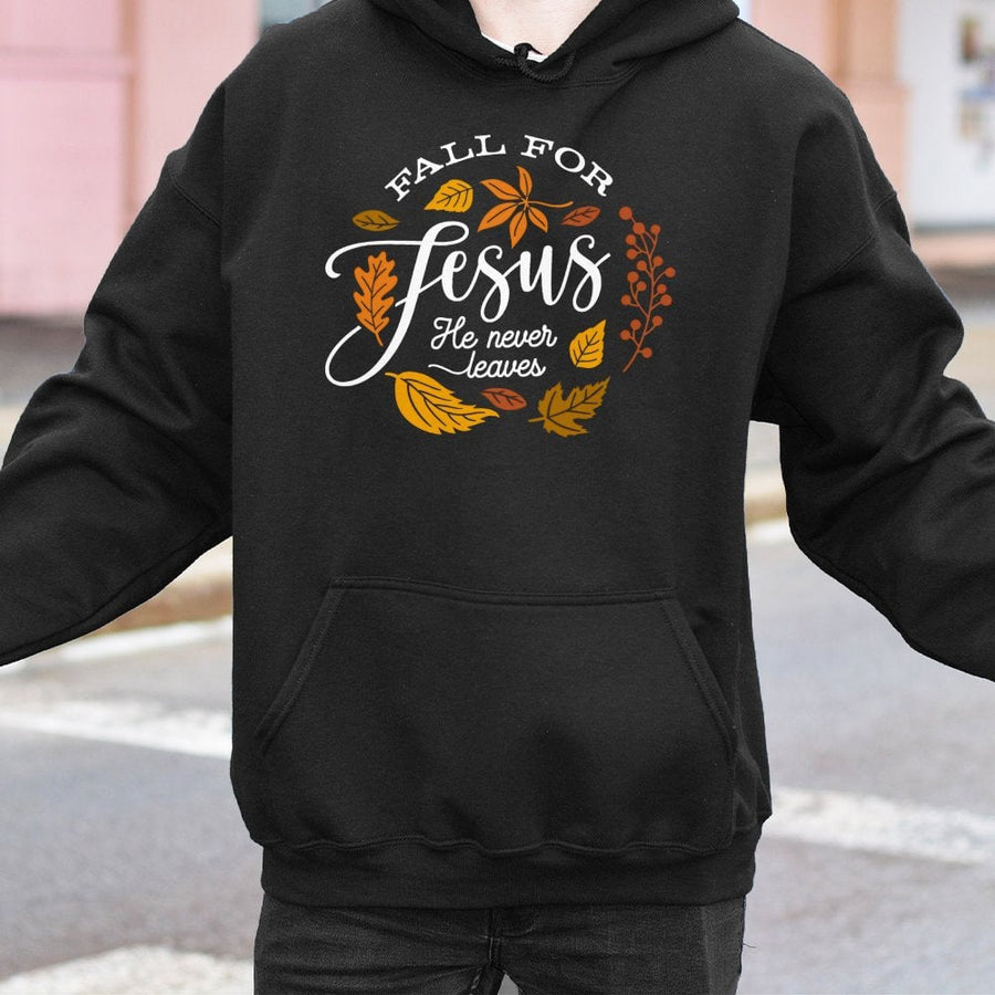 Fall For Jesus Hoodie | Christian Faith Autumn Graphic Sweatshirt | Premium Cotton Blend | Gift For Women And Men
