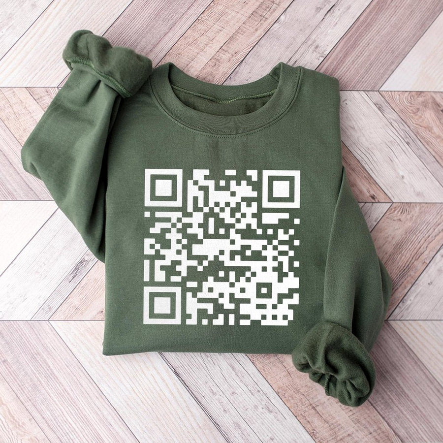 QR Code Graphic Sweatshirt | Funny Rude Hidden Message Design | Cotton-Blend Premium Quality | Sarcastic Gift for Men and Women