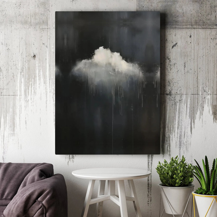 Moody Abstract Rain Cloud Canvas | Minimalist Stormy Wall Art | Premium Gallery Wrap Decor | Atmospheric Home Office Gift