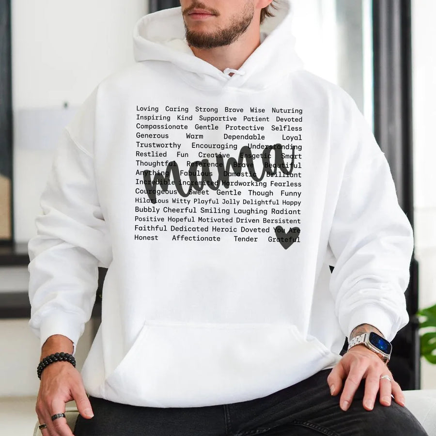 Mama Affirmation Hoodie | Positive Word Cloud Graphic | Premium Cotton Tee | Unique Mother's Day Gift for Mom