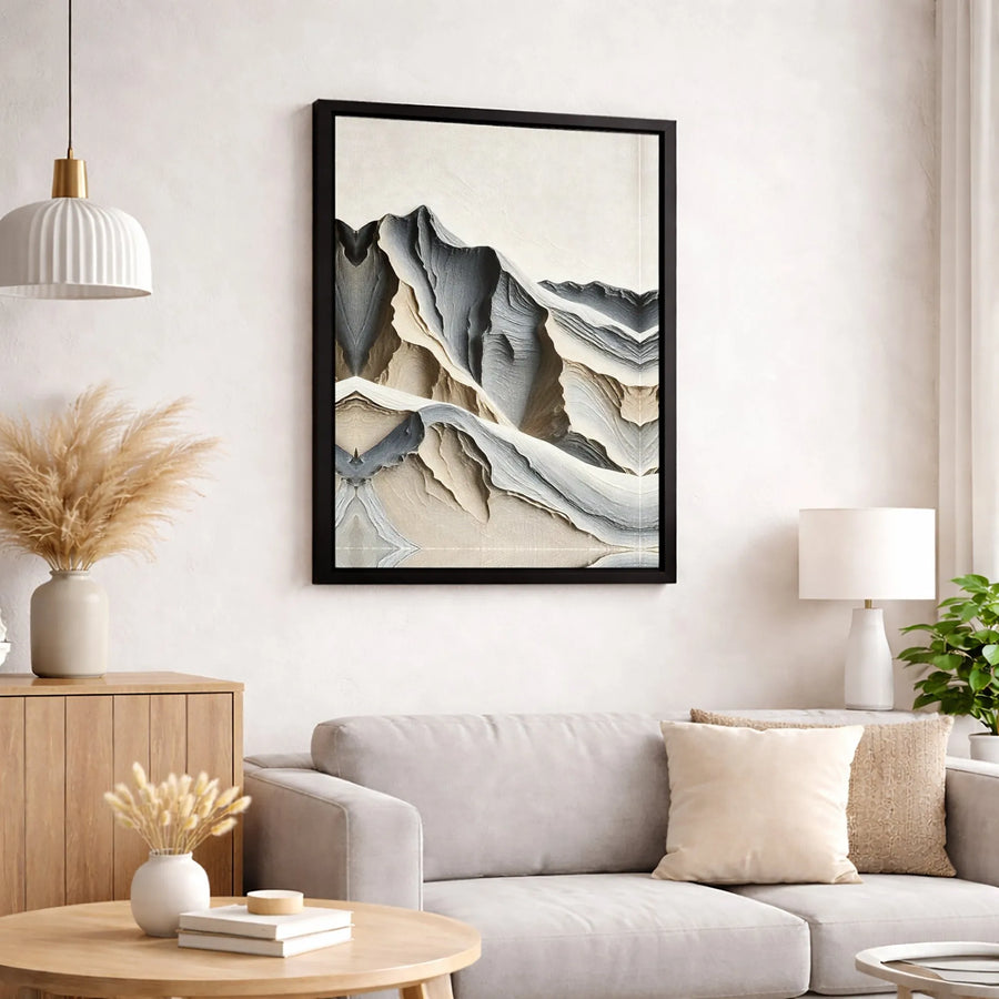Abstract Mountain Wall Art | Modern Textured Landscape Print | 1.25 Inch Gallery Canvas | Premium Home & Office Decor Gift