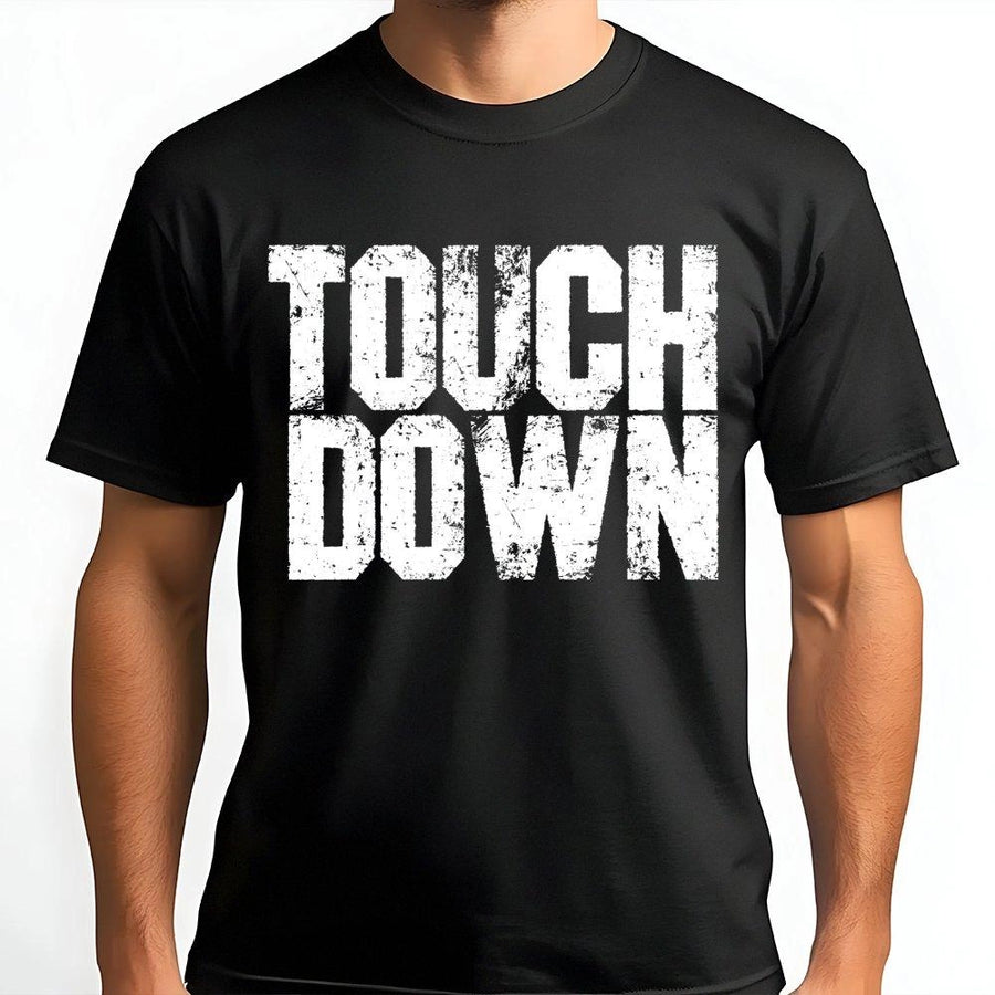 Touchdown Football T-Shirt | Distressed Text Graphic Tee | 100% Cotton Premium Quality | Game Day Outfit for Football Fans