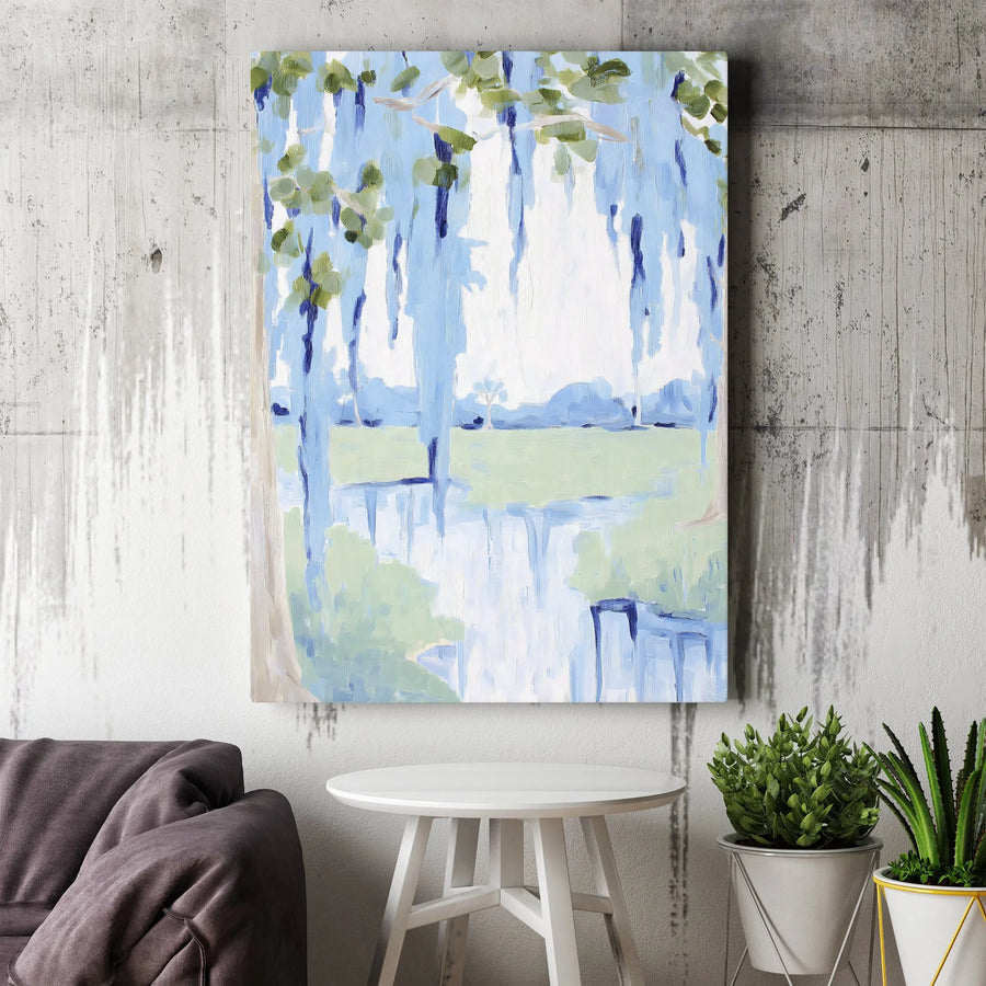 Abstract Landscape Canvas Wall Art | Modern Impressionist River Scene Print | Premium Fade-Resistant Canvas | Calming Home Decor Gift