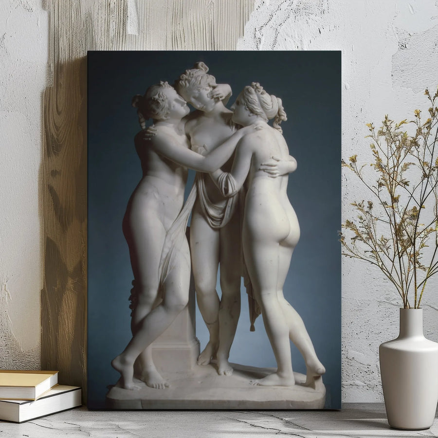 The Three Graces Canvas Wall Art | Antonio Canova Neoclassical Masterpiece | Premium Gallery Wrapped Print | Classic Art Gift for Home Office
