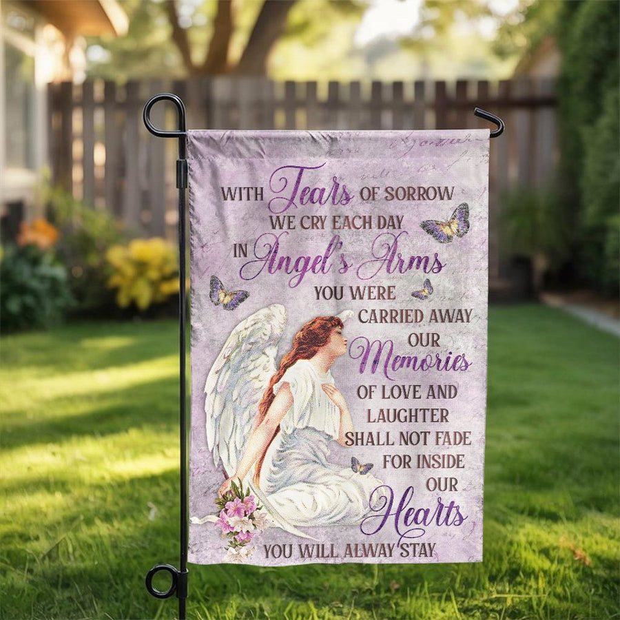 Memorial Garden Flag | Angel Sympathy Design With In Loving Memory Quote | Premium Durable Polyester | Thoughtful Bereavement Gift For Loss Of Loved One