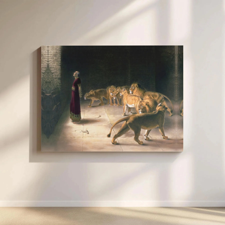 Daniel In The Lions' Den Canvas Print | Briton Rivière Classic Biblical Art | 1.25" Gallery Wrap | Religious Home Decor Gift