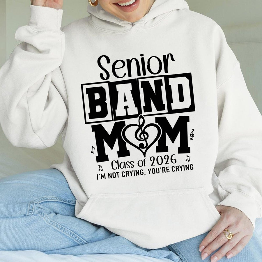 Senior Band Mom Hoodie | Class of 2026 Marching Band Gift | Premium Cotton Blend Sweatshirt | Proud Band Parent Apparel