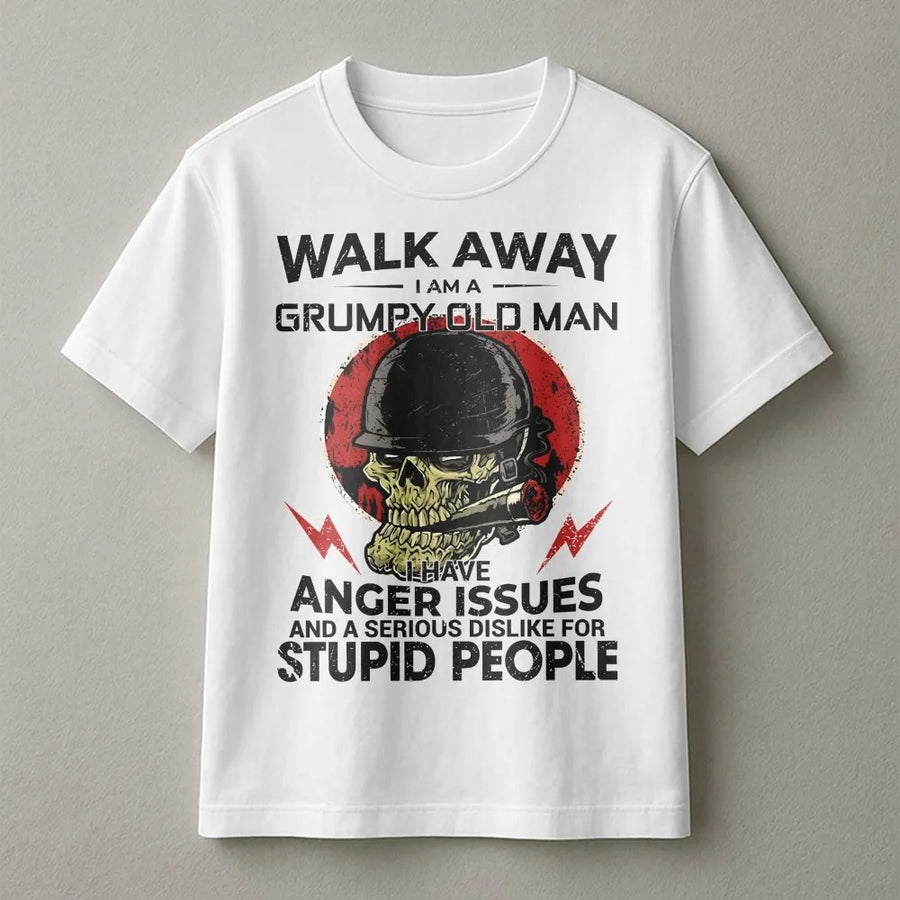 Grumpy Old Man T-Shirt | Funny Skull Veteran Graphic Sweatshirt | Premium Cotton Blend | Sarcastic Novelty Gift for Dad or Grandpa