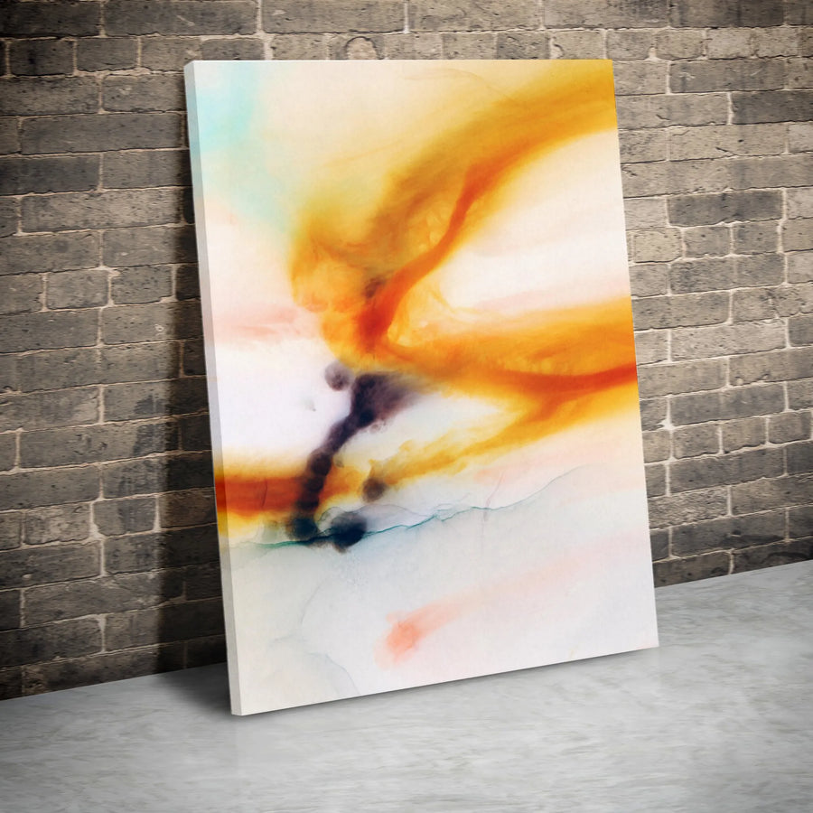 Abstract Watercolor Canvas Wall Art | Orange & Teal Fluid Ink Design | Premium Thick Gallery Wrap | Modern Living Room & Office Decor