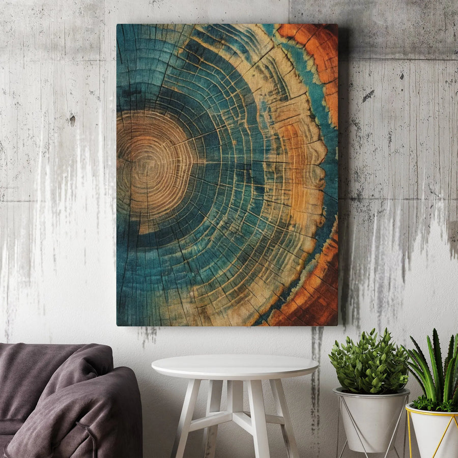 Abstract Tree Ring Canvas Print | Modern Wood Grain Wall Art | Premium Gallery-Wrapped 1.25" Profile | Botanical Home Decor for Living Room