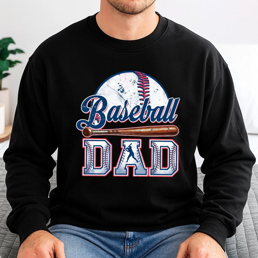 Baseball Dad Sweatshirt | Vintage Sports Graphic Print | Premium Cotton Blend | Gift For Baseball Dad Father's Day 2026 Game Day Apparel