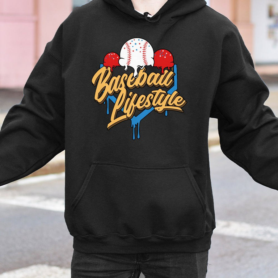 Baseball Lifestyle Hoodie | Ice Cream Drip Graphic | Premium Cotton Blend | Gift for Baseball Mom or Player