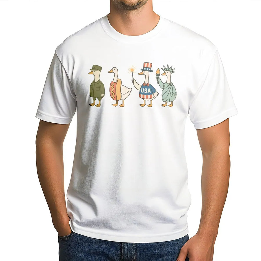 Funny 4th of July Goose Shirt | Patriotic Geese Parade Graphic | Premium Comfort Colors Tee | Independence Day Holiday Gift