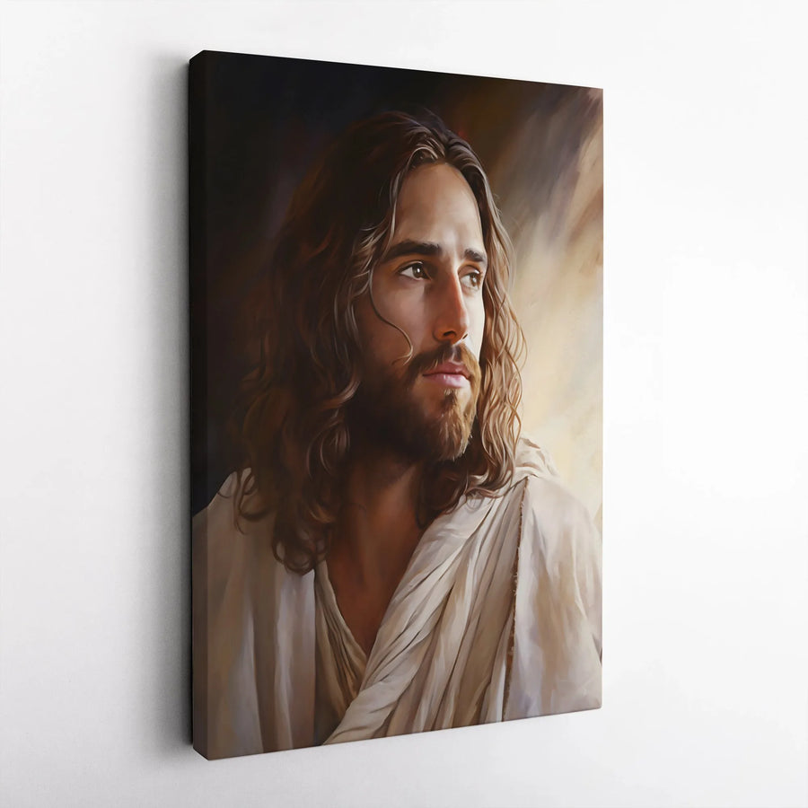 Jesus Christ Portrait Canvas | Religious Wall Art Painting | Premium Gallery Wrap Print | Christian Home Decor Gift for Believers