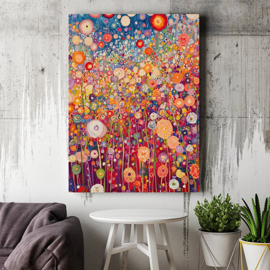 Abstract Wildflower Meadow Canvas Wall Art | Vibrant Botanical Floral Painting Print | Premium 1.25" Gallery Wrap | Modern Home Office Decor Gift