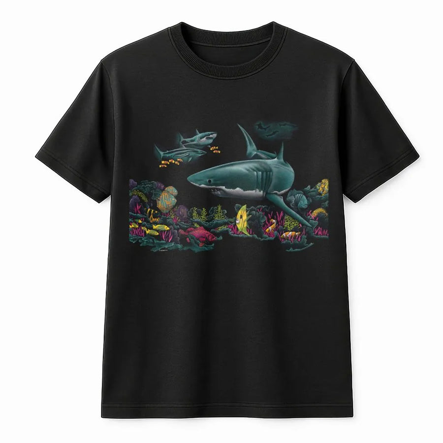 Great White Shark T-Shirt | Vintage Ocean Life Graphic Tee | Premium Cotton | Gift for Marine Biology Fans