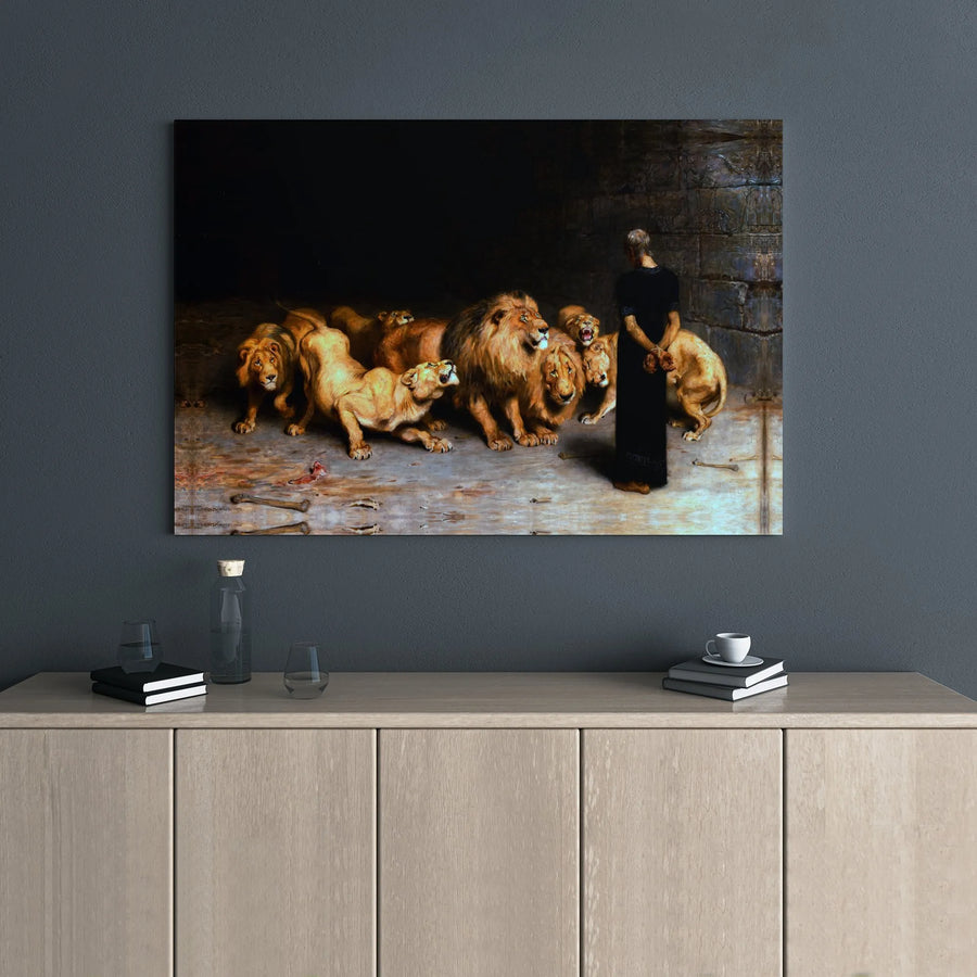 Daniel in the Lions Den Canvas Print | Briton Riviere Biblical Fine Art | Premium Gallery Wrapped Decor | Christian Home & Office Wall Art