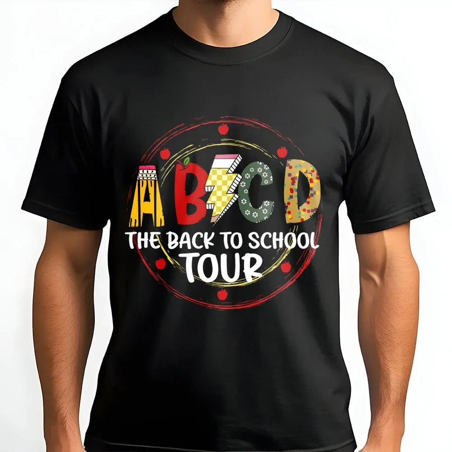 Back To School Tour T-Shirt | ABCD Teacher Graphic Design | Premium Cotton Retro Style | First Day Of School Gift For Teachers Educators
