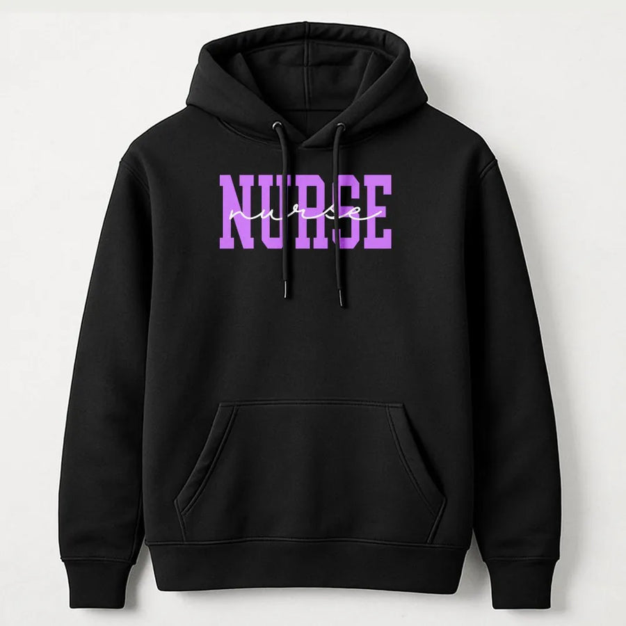 Nurse Hoodie | Varsity Lettering Graphic Sweatshirt | Cotton-Polyester Blend | Nursing School Graduation Gift For RN Student Or Healthcare Worker