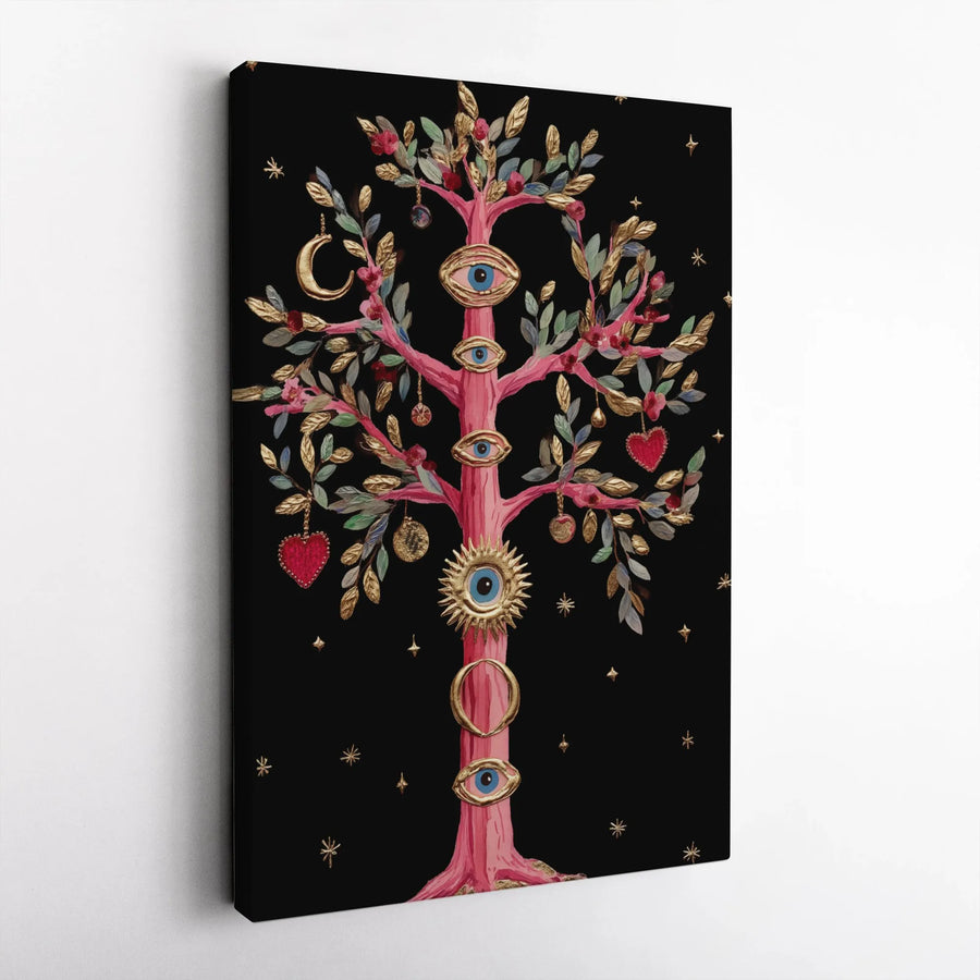 Mystical Evil Eye Tree of Life Canvas | Surreal All Seeing Eye Wall Art | Premium High-Resolution Print | Spiritual Boho Home Decor Gift
