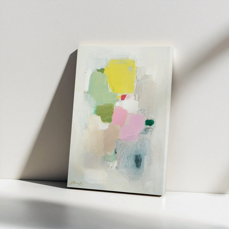 Abstract Pastel Vertical Canvas | Modern Minimalist Brushstroke Wall Art | Premium Gallery Wrapped Print | Living Room & Office Decor Gift