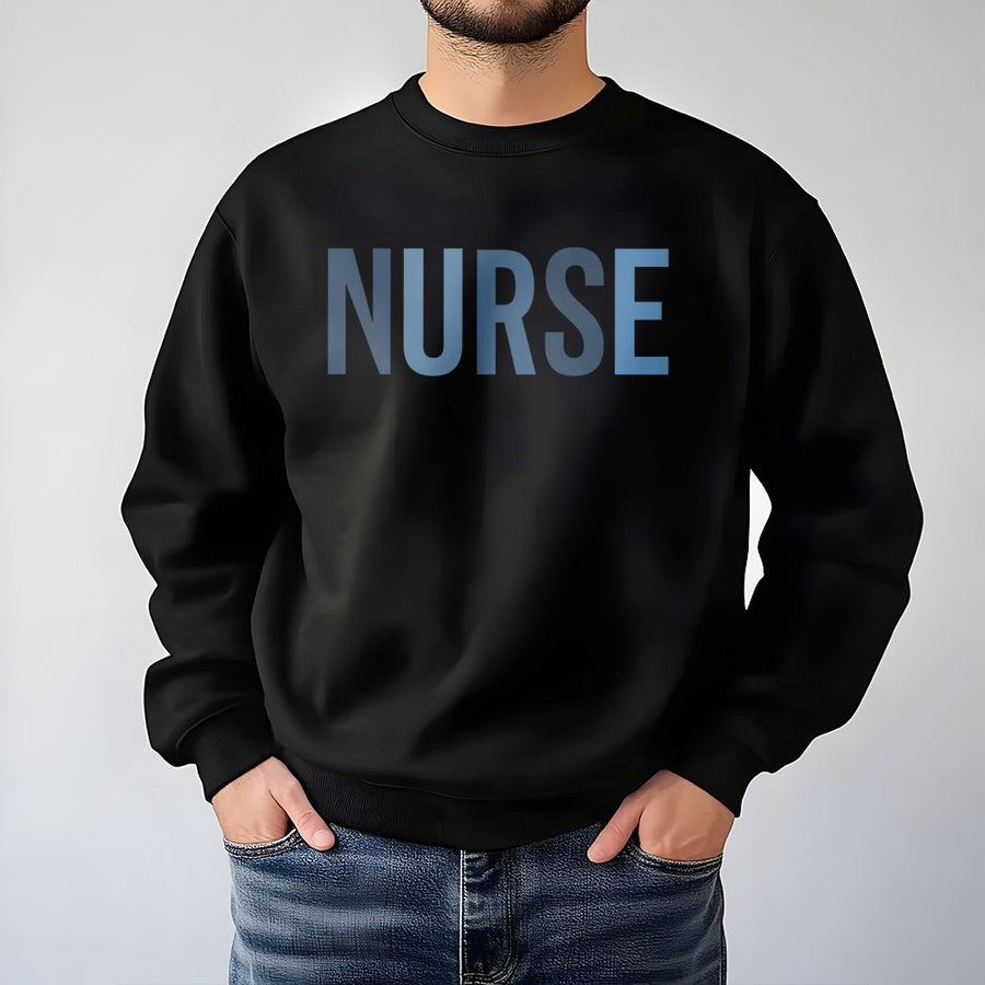 Nurse Sweatshirt | Minimalist Block Letter Graphic | Premium Cotton Blend Crewneck | Graduation Gift for Nursing Students and Registered Nurses