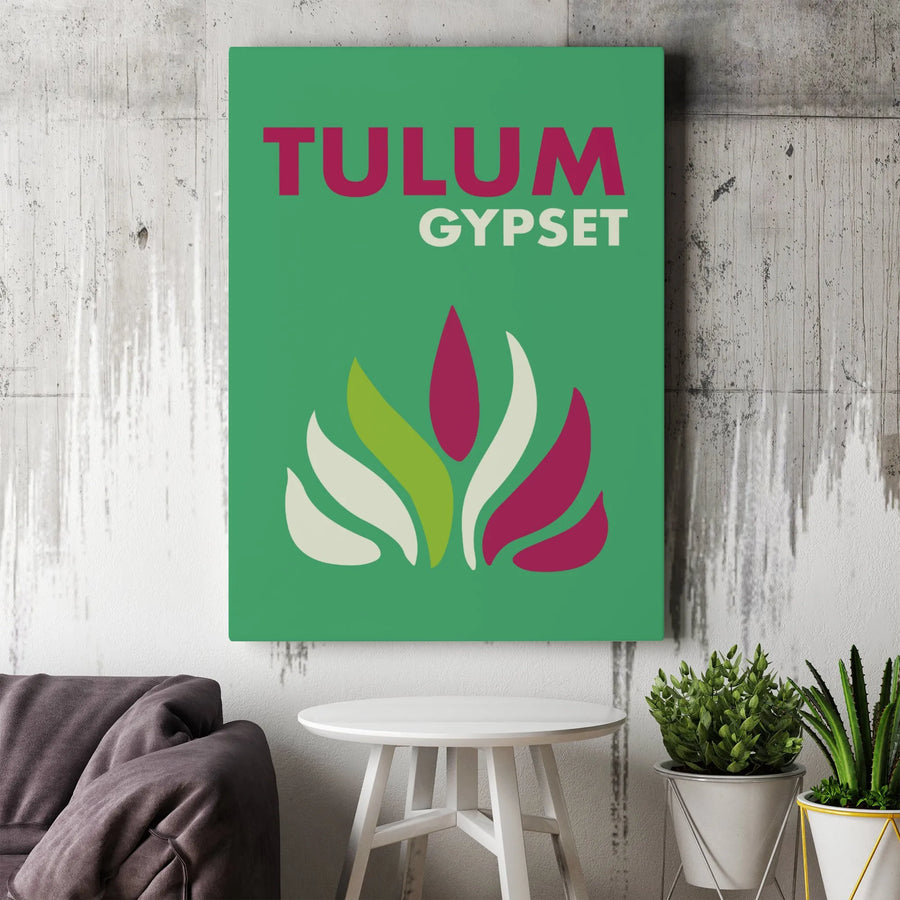 Tulum Gypset Wall Art | Minimalist Tropical Leaf Graphic Print | Premium 1.25-Inch Gallery Canvas | Modern Bohemian Home Decor Gift