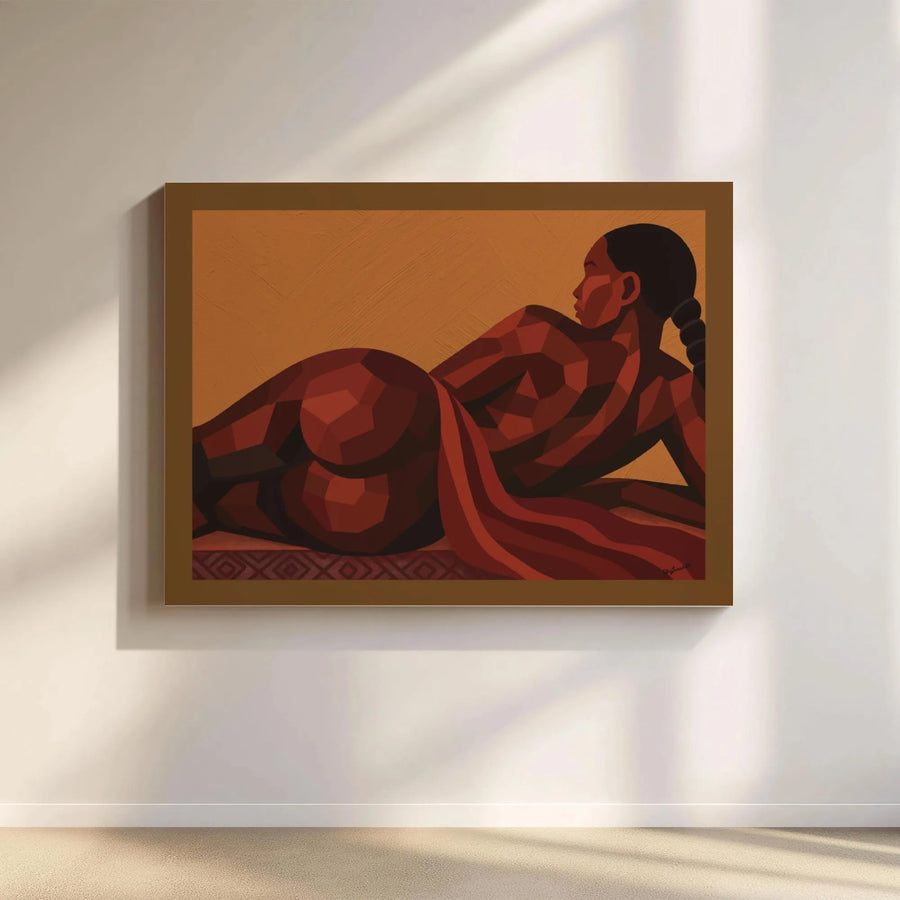 Abstract Geometric Black Woman Wall Art | Reclining Figure Canvas Print | Premium Gallery-Wrapped 1.25" Profile | Modern Home Decor Gift