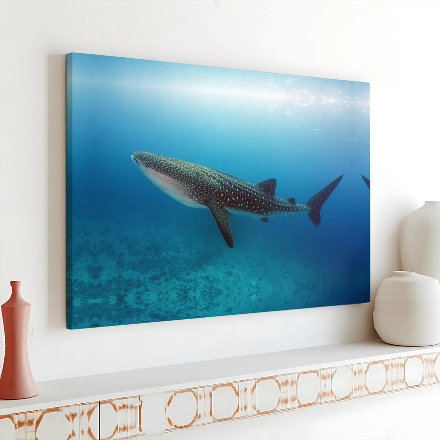 Whale Shark Canvas Wall Art | Underwater Ocean Photography Print | Premium Gallery Wrapped Canvas | Coastal Home Decor Gift for Ocean Lovers