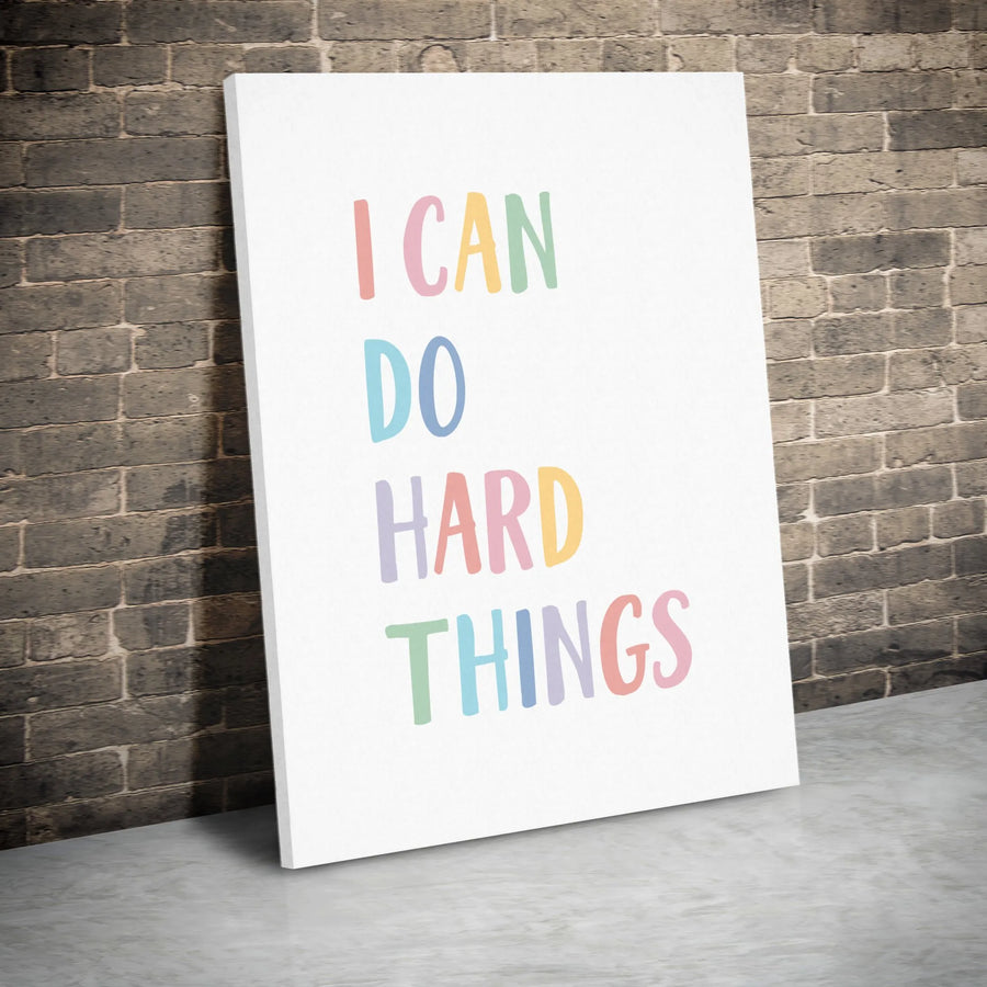 I Can Do Hard Things Wall Art | Pastel Typography Quote Print | Premium 1.25" Gallery Wrapped Canvas | Motivational Office Or Nursery Decor