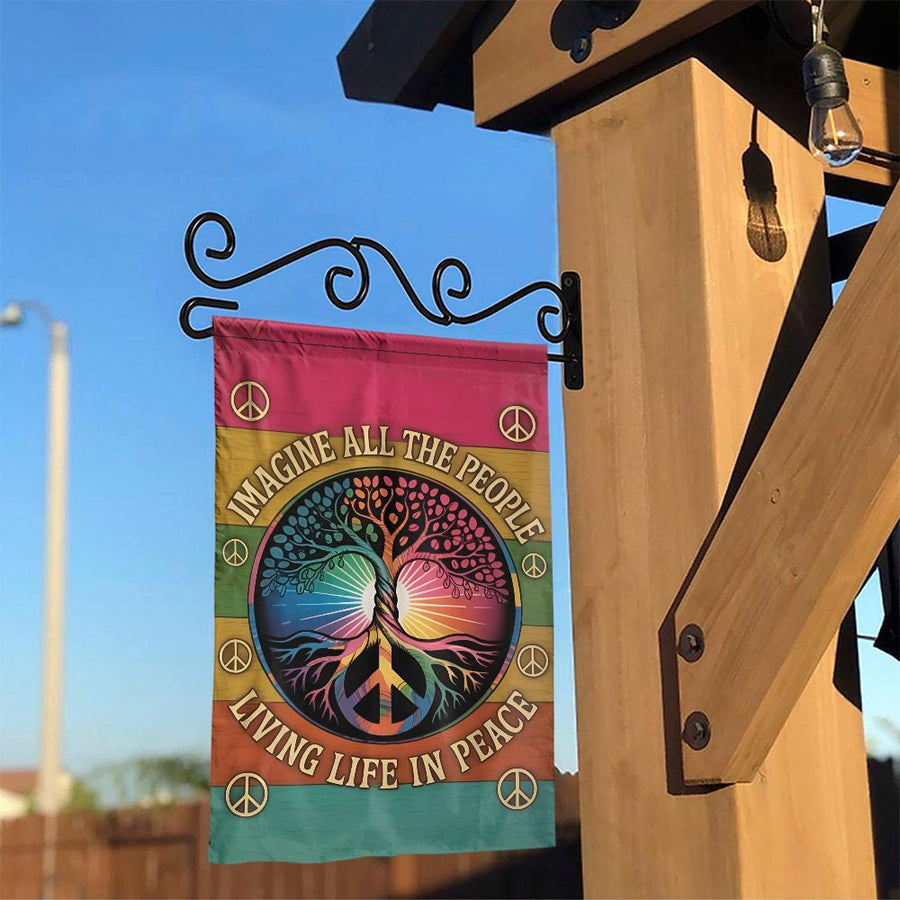 Peace Garden Flag | Tree of Life Boho Yard Decor | Premium Weather-Resistant Polyester | Outdoor Welcome Gift for Hippie Home Gardeners