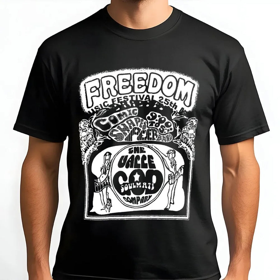 Freedom Music Festival T-Shirt | Retro 1960s Psychedelic Graphic | Premium Soft Cotton | Unisex Vintage Style Gift for Music Lovers