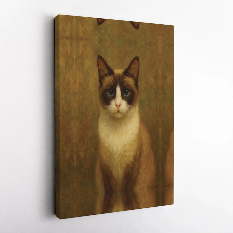 Siamese Cat Portrait Canvas Wall Art | Vintage Oil Painting Style with Blue Eyes | Premium Gallery Wrapped Canvas | Collector's Gift for Cat Lover