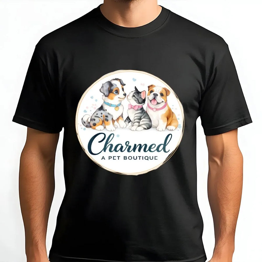 Cute Pet Boutique T-Shirt | Watercolor Puppy and Kitten Graphic | Premium Cotton Unisex Tee | Gift for Animal Lovers and Vet Techs