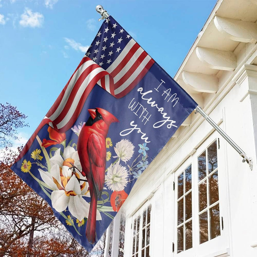 Cardinal Memorial Garden Flag | I Am Always With You Patriotic Design | Weather-Resistant Polyester | Sympathy Gift and Outdoor Decor