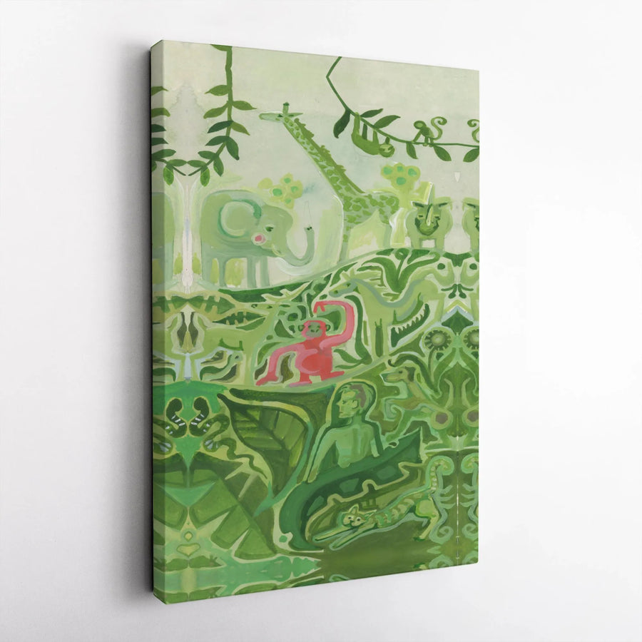 Jungle Animals Wall Art | Abstract Safari Theme Canvas Print | Premium Gallery Wrapped Decor | Nursery or Living Room Gift