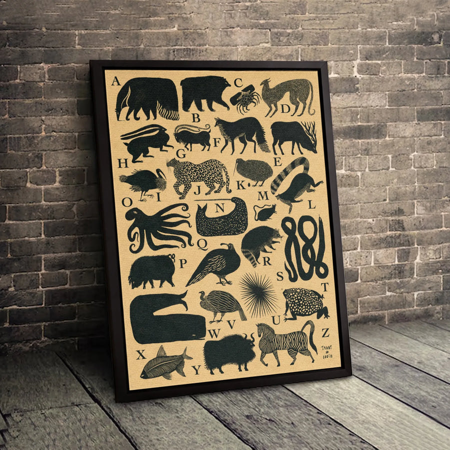 Animal Alphabet Wall Art | Vintage Style Educational Animal Poster | Premium Gallery-Wrapped Canvas | Nursery & Kids Room Decor Gift