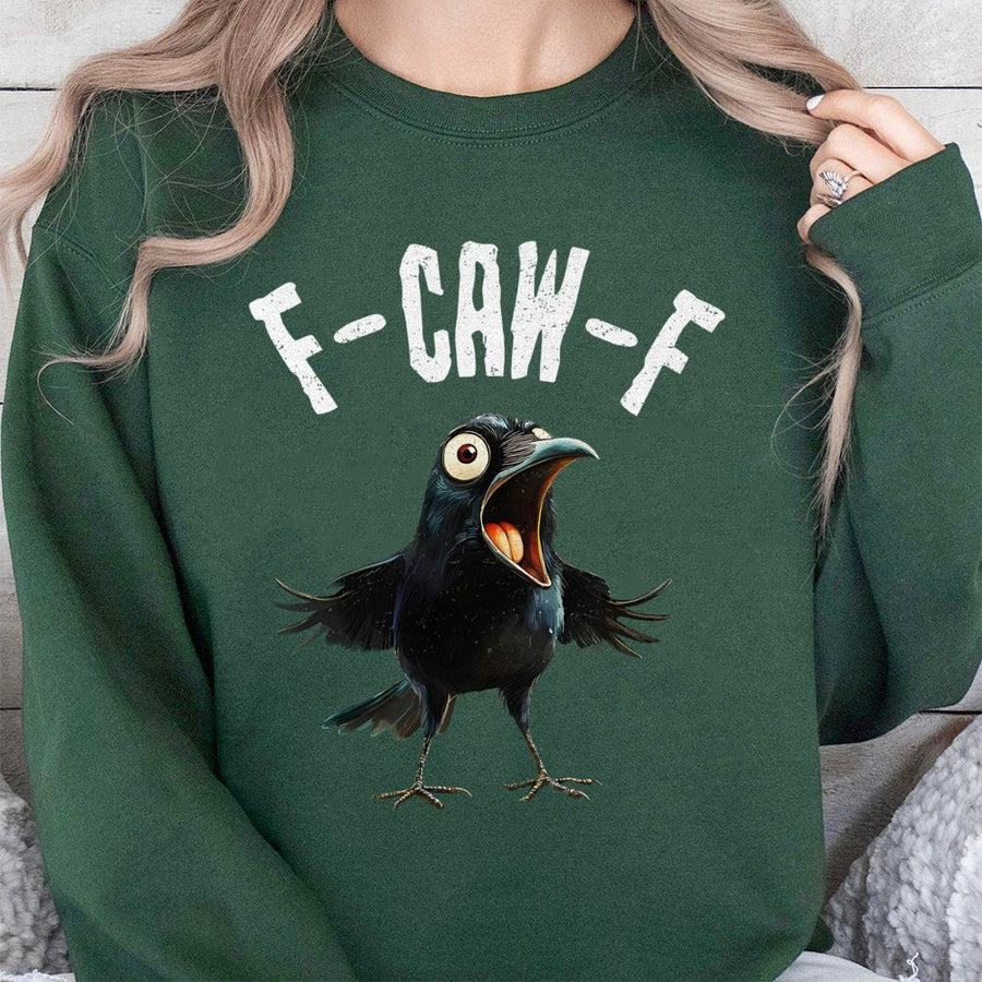F-Caw-F Crow Graphic Sweatshirt | Funny Bird Pun Art | Premium Cotton Blend | Unisex Casual Gift for Bird Lovers and Birdwatchers