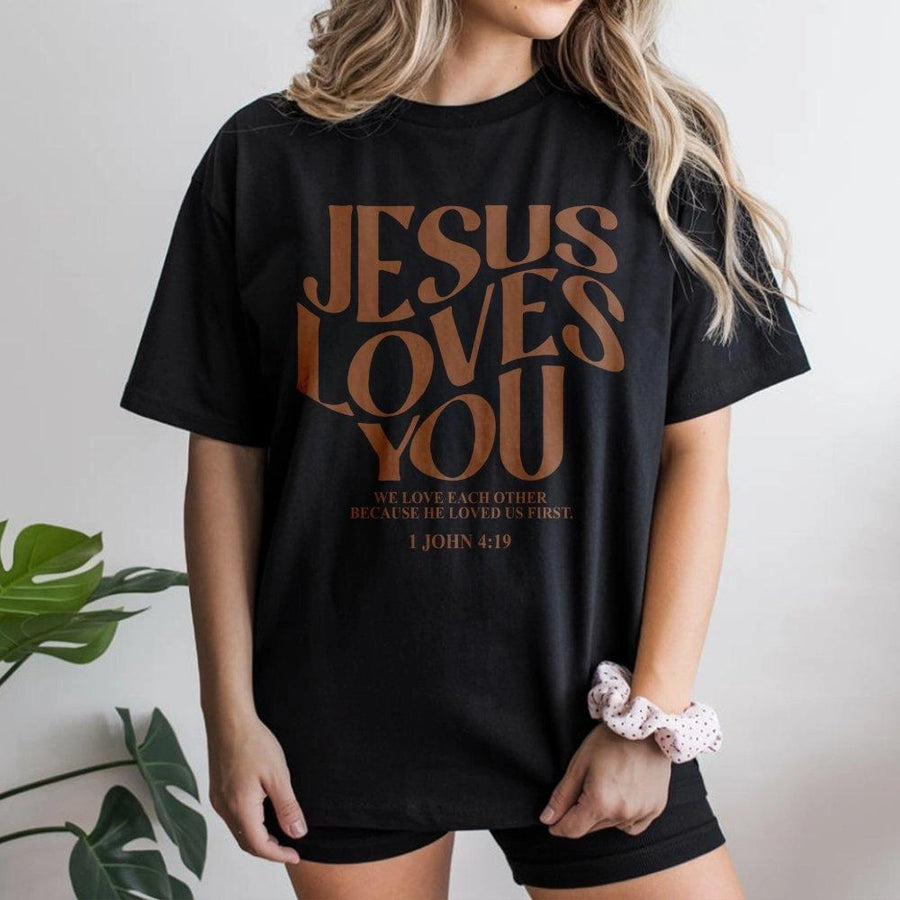 Jesus Loves You T-Shirt | Retro Groovy Aesthetic Bible Verse | 100% Cotton Premium Apparel | Christian Faith Gift For Men And Women