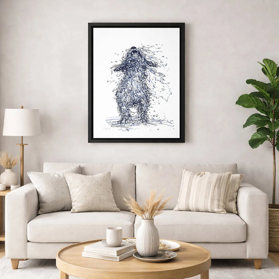 Abstract Poodle Dog Canvas Print | Wet Dog Scribble Wall Art | Premium Gallery-Wrapped 1.25" Profile | Modern Pet Lover Gift Home Decor
