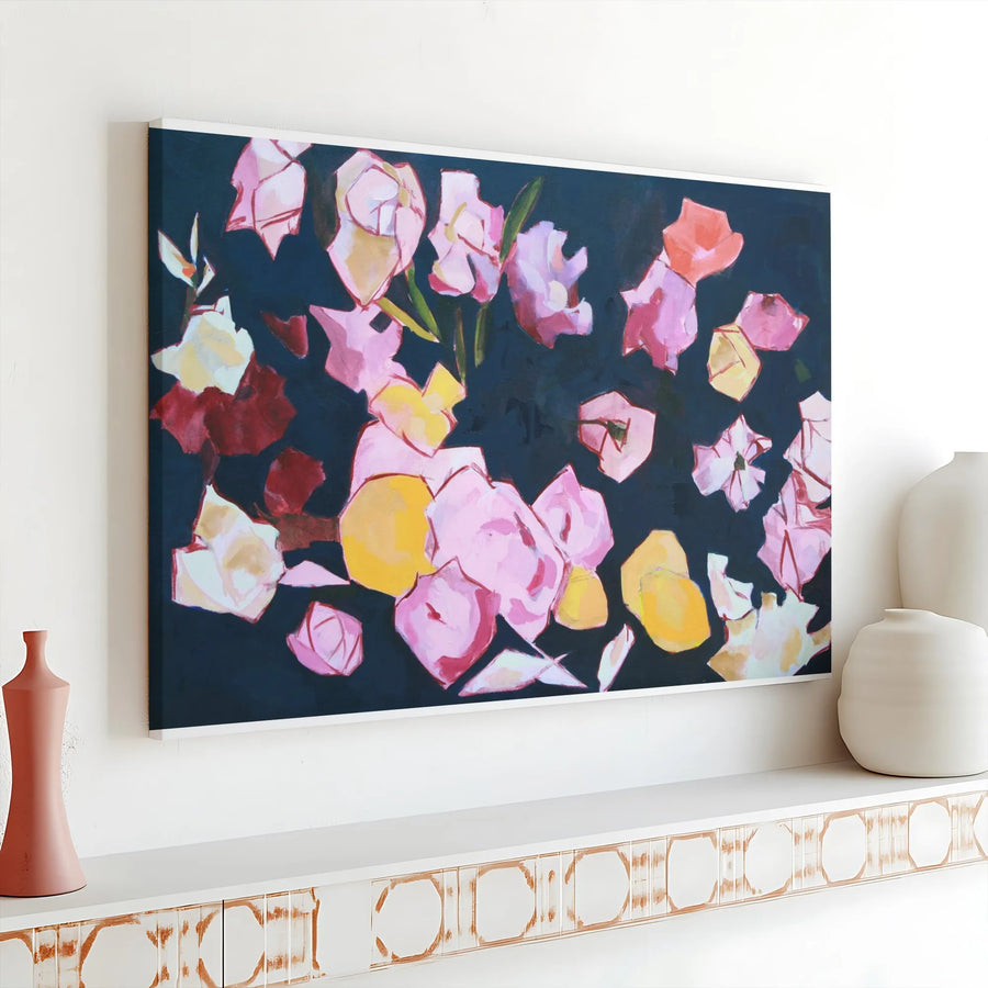 Abstract Floral Canvas Wall Art | Modern Peony Painting Print | Premium Fade-Resistant Gallery Canvas | Living Room Decor Gift