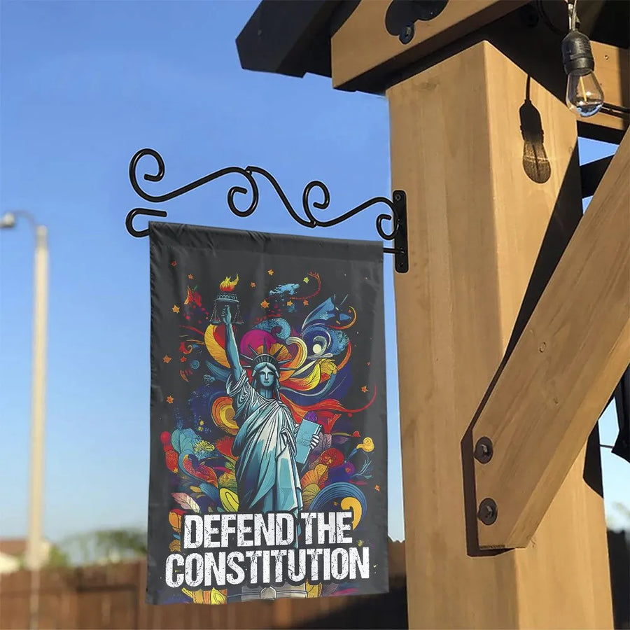 Defend The Constitution Garden Flag | Vibrant Statue of Liberty Art | Double Sided Premium Polyester | Patriotic American Yard Decor Gift