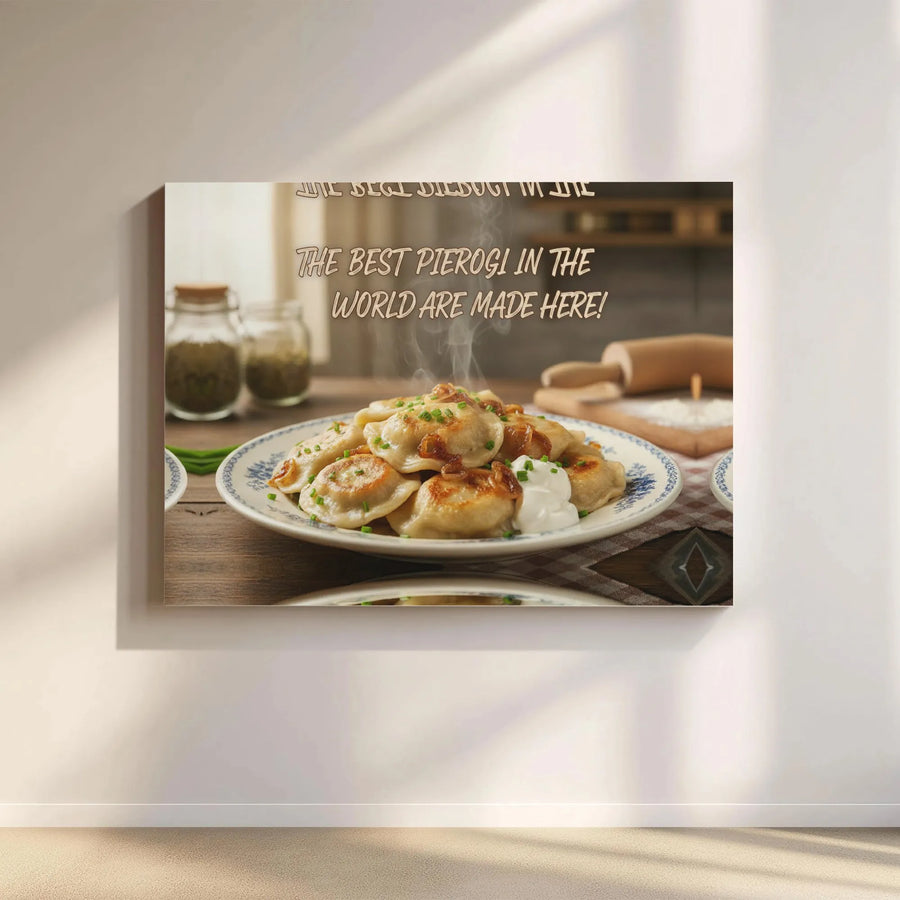 Polish Pierogi Canvas Wall Art | 'Best Pierogi Made Here' Kitchen Decor | Premium Canvas Print | Gift for Polish Cook or Babcia