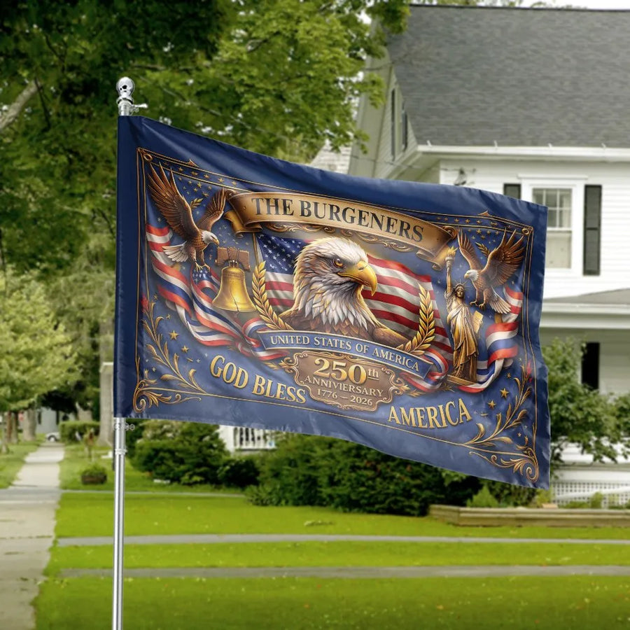 God Bless America House Flag | 250th USA Anniversary Patriotic Eagle | Double Sided Weather-Resistant Banner | Commemorative Yard & Porch Decor Gift