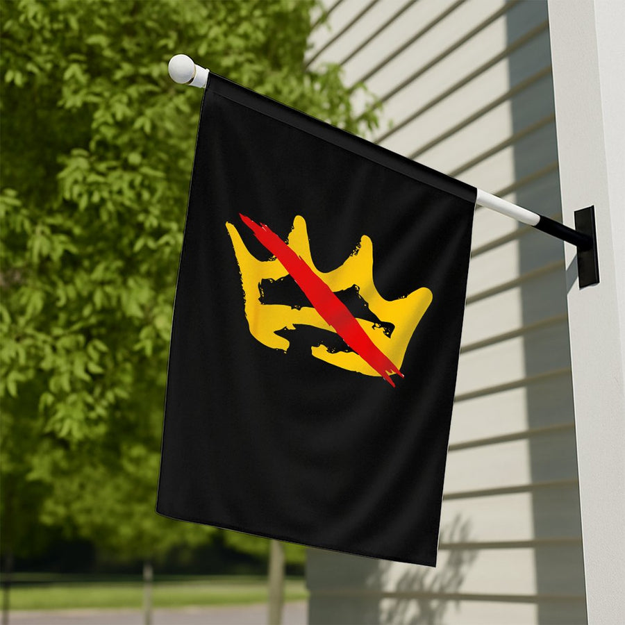 Anti-Crown Vertical Garden Flag | Anarchy Symbol Graphic Print | Weather-Resistant Premium Polyester | Durable Outdoor Decor Gift