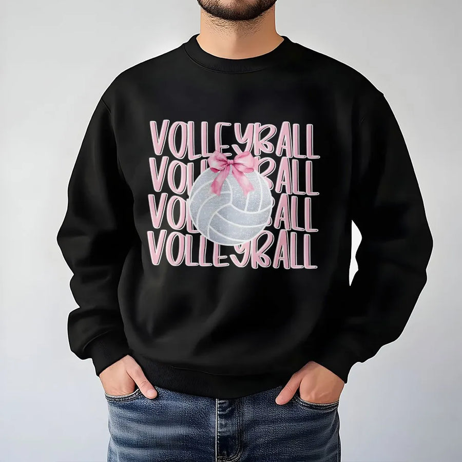 Volleyball Sweatshirt | Coquette Bow Aesthetic Graphic | Premium Cotton Blend | Volleyball Player Gift for Her & Team Spirit Gear