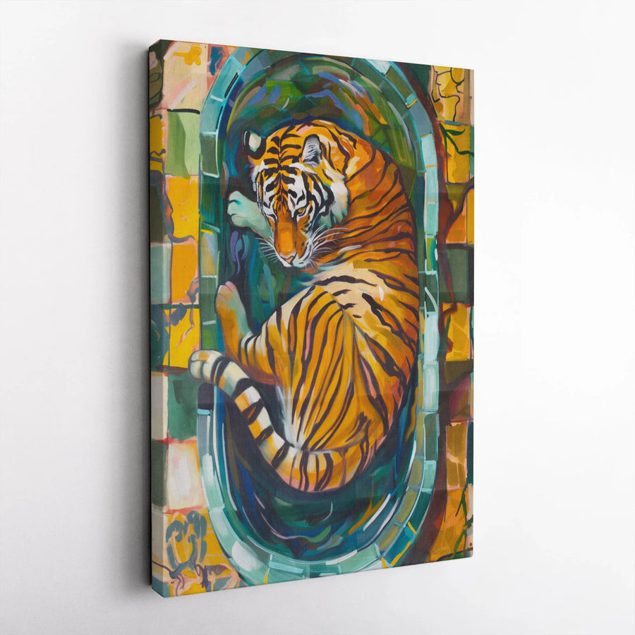 Curled Tiger Wall Art | Colorful Abstract Wildlife Canvas | Premium Gallery-Wrapped Decor | Animal Lover Gift for Living Room