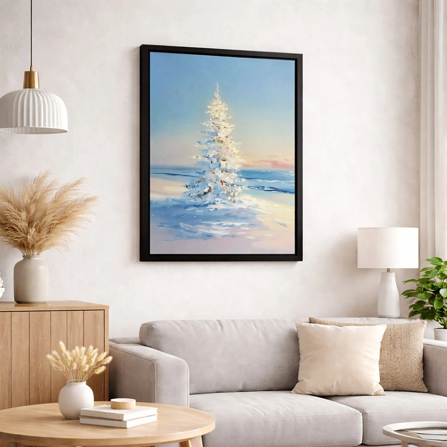 White Christmas Tree Canvas Print | Impressionist Snowy Winter Landscape | Gallery-Quality Fade-Resistant Wall Art | Seasonal Holiday Home Decor