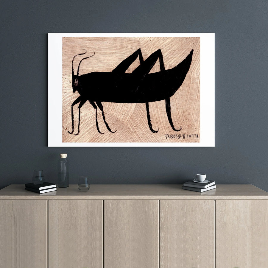 Abstract Black Grasshopper Canvas Art | Modern Minimalist Insect Wall Decor | Premium 1.25" Gallery Wrap | Nature-Inspired Home Office Wall Print