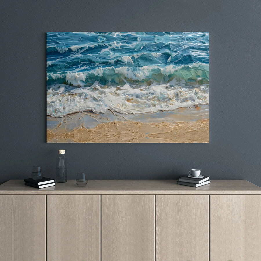 Ocean Waves Wall Art | Textured Coastal Seascape Canvas Print | Premium Gallery-Wrapped 1.25" Decor | Ready To Hang Beach Home Decor Gift